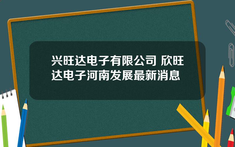 兴旺达电子有限公司 欣旺达电子河南发展最新消息